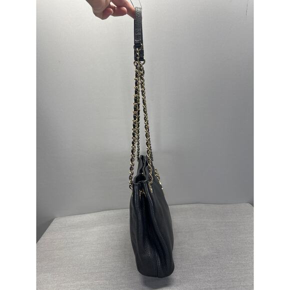 Michael Kors Jet Set Medium Black Pebbled Leather Crossbody Bag - Picture 3 of 11